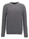 Brioni Crewneck Ribbed Sweater Long Sleeves In Blue
