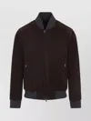 Brioni Ribbed Collar Bomber With Side Pockets In Brown