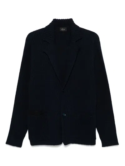 Brioni Ribbed-knit Blazer In Blue