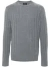 Brioni Crewneck Ribbed Sweater Long Sleeves In Grey