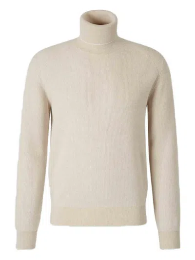 Brioni Ribbed Sweater In Neutral