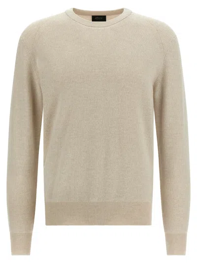 Brioni Ribbed Sweater Sweaters And Cardigans Beige In Neutral