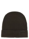 Brioni Ribbed Wool Beanie Cuff Folded In Brown