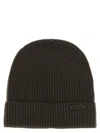 Brioni Ribbed Wool Beanie Cuff Folded In Brown