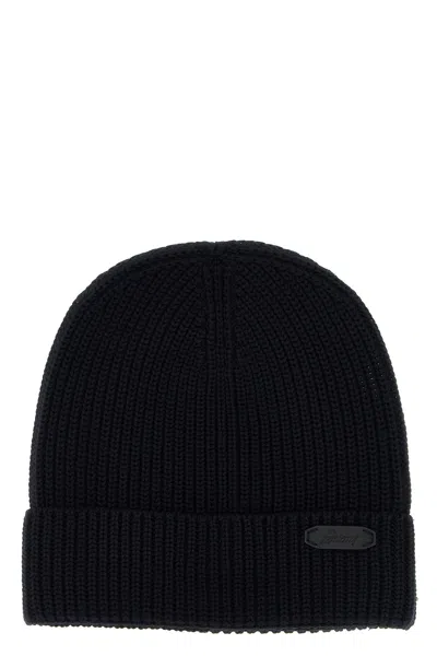 Brioni Ribbed Wool Beanie In Blue