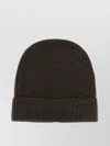 Brioni Ribbed Wool Beanie Cuff Folded In Brown