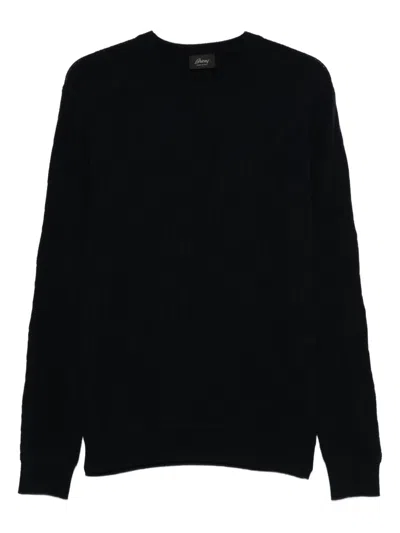 Brioni Ribbed Wool-cashmere Blend Sweater In Black
