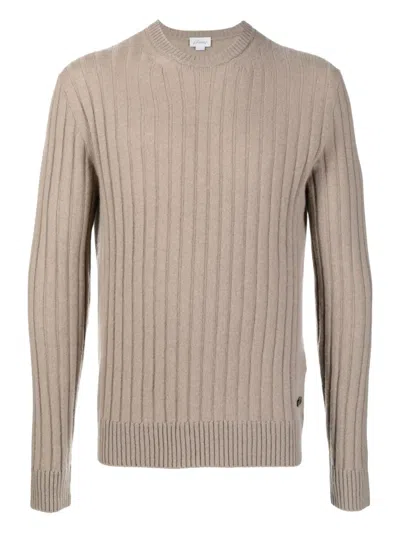 Brioni Ribbed Wool Sweater In Brown