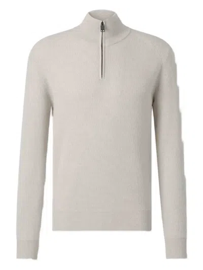 BRIONI RIBBED ZIP-NECK SWEATER