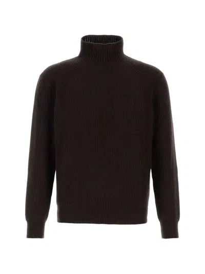Brioni Ribbed-knit Cashmere Sweater In Brown