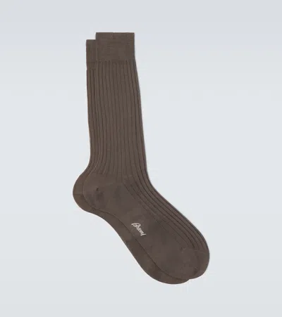 Brioni Ribbed-knit Cotton Socks