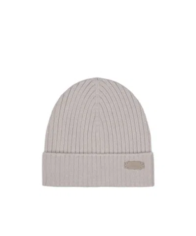 Brioni Ribbed-knit Logo-patch Cashmere Beanie In Sand