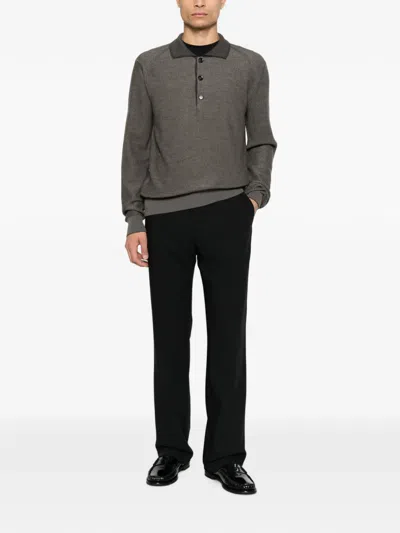 Brioni Ribbed-knit Long-sleeve Sweater In Gold