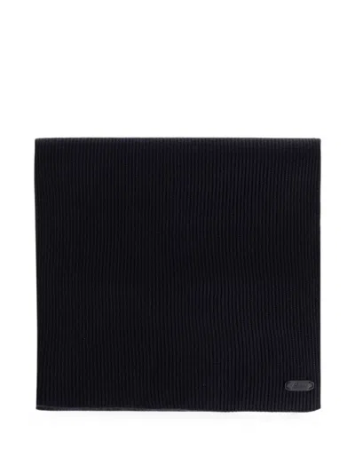 Brioni Ribbed-knit Scarf In Black