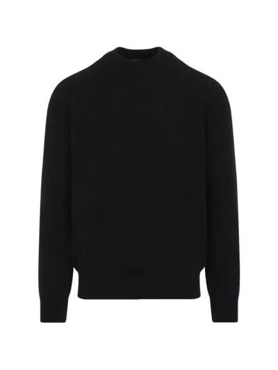 Brioni Mock-neck Chunky Knit Cashmere Sweater In Black