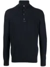 Brioni Roll Neck Button-front Cashmere Jumper In Blue