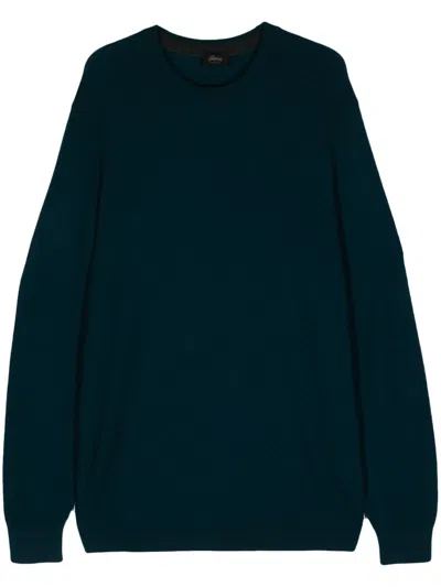 Brioni Round-neck Chevron-knit Jumper In Blue