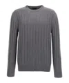 Brioni Crewneck Ribbed Sweater Long Sleeves In Gray