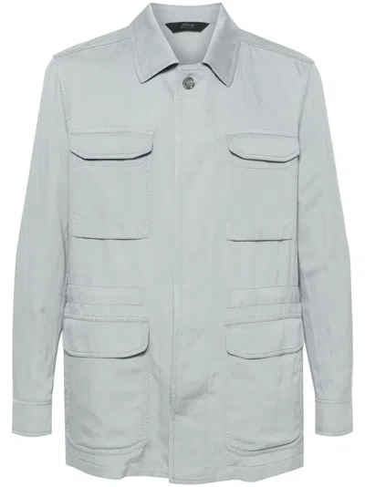 Brioni Sahariana Shirt Jacket In Blue