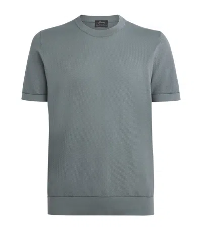 Brioni Sea Island Cotton T-shirt In Gray