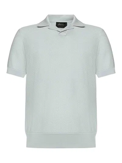 Brioni Sea Island Jacquard  Polo Shirt In Blue