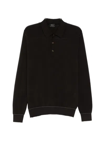 Brioni Sea Island Piqué Cotton Polo Shirt In Brown