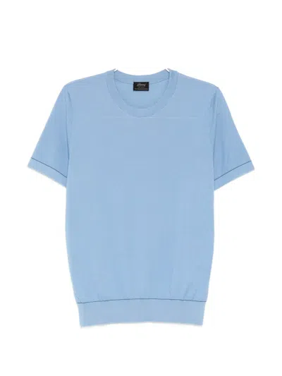 Brioni Sea Island Piqué Cotton T-shirt In Blue