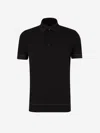 Brioni Black Textured Polo In Black