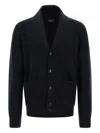 Brioni Cashmere Cardigan Sweaters And Cardigans Blue In Black