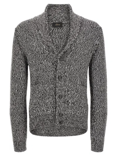 Brioni Shawl-collar Cardigan In Gray