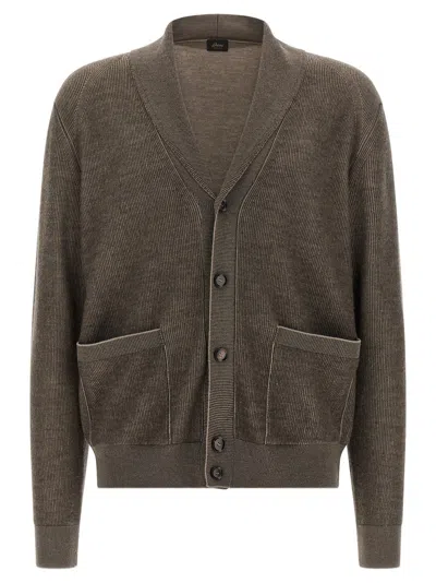 Brioni Shawl Neck Cardigan In Taupe