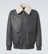 Brioni Shearling-trimmed Leather Bomber Jacket In Black