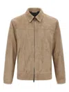 Brioni Classic Suede Blouson With Cupro Lining In Brown