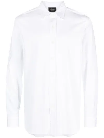 Brioni Silk Button-down Shirt In Sophisticated Neutral Palette In Neutrals