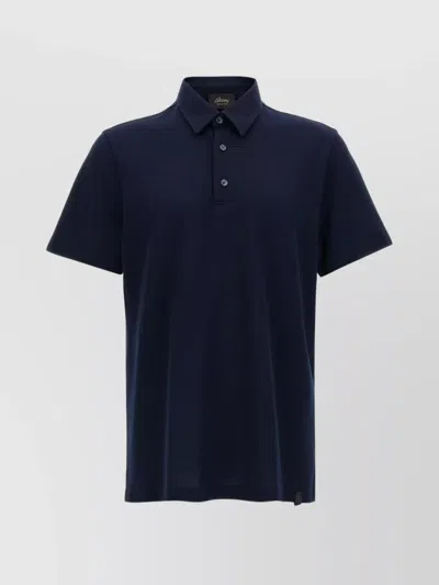 Brioni Short Sleeve Cotton Polo Shirt With Side Slits