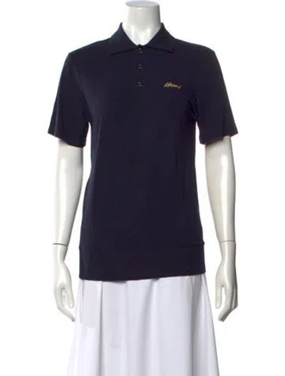 Pre-owned Brioni Short Sleeve Polo In Blue