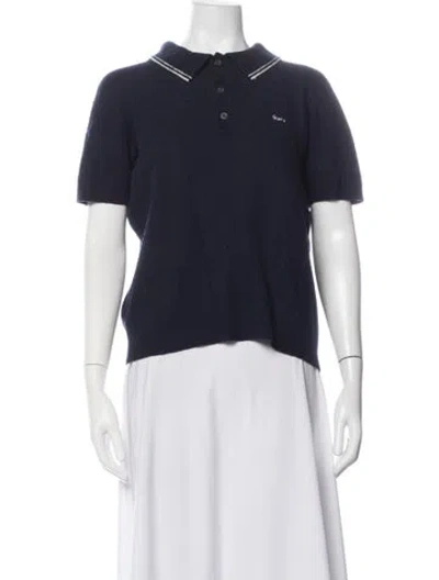 Pre-owned Brioni Short Sleeve Polo In Blue
