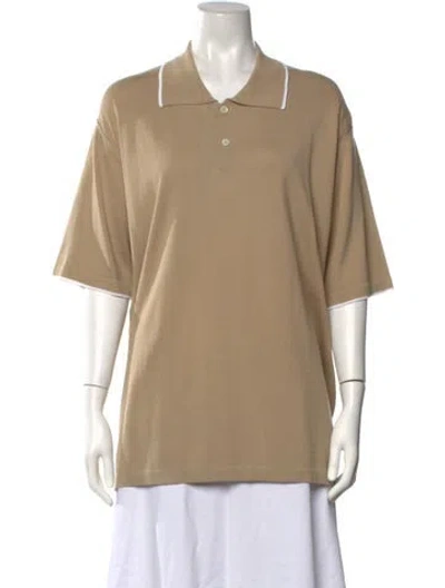 Pre-owned Brioni Short Sleeve Polo In Neutrals