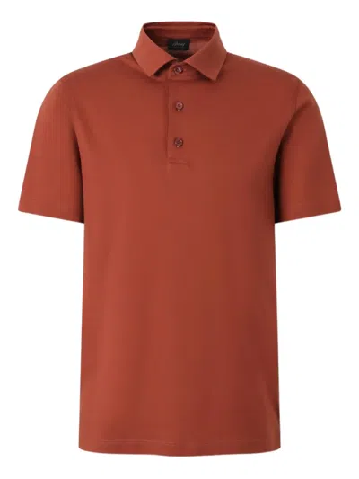 Brioni Short Sleeve Polo Shirt In Brown