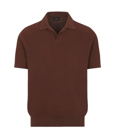 Brioni Short-sleeved Fine-knit Polo Shirt In Red