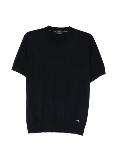Brioni Short-sleeve Knitted T-shirt In Black
