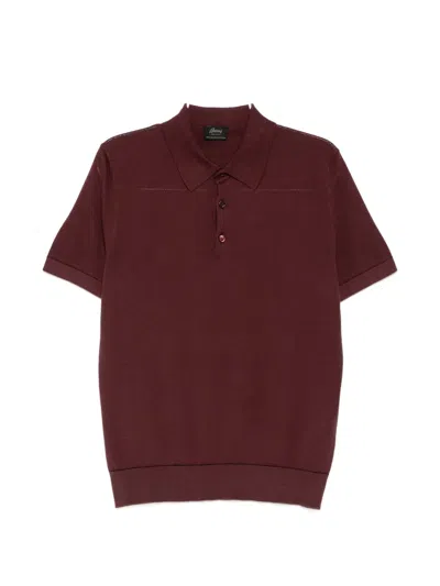 Brioni Short-sleeve Polo Shirt In Burgundy