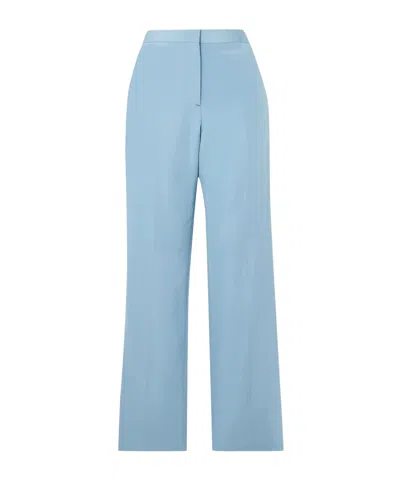 Brioni Silk And Cotton-blend Straight-leg Pants In Blue