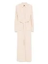 Brioni Silk Belted Dress In Neutral
