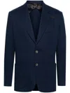 Brioni Silk-blend Knitted Blazer In 蓝色