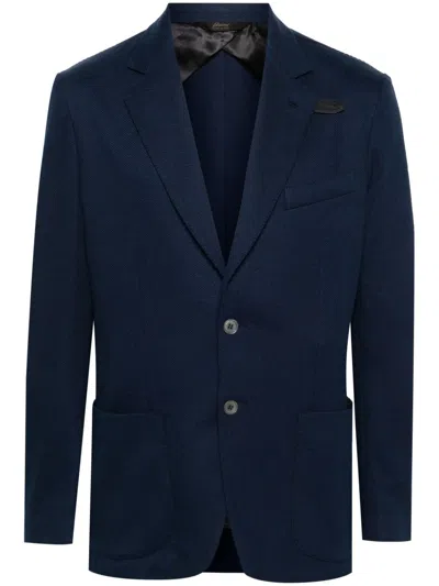 Brioni Silk-blend Knitted Blazer In 蓝色