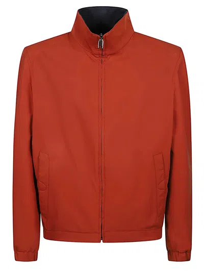 Brioni Silk Blouson Jacket In Orange