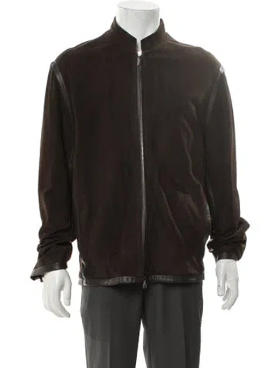 Pre-owned Brioni Silk Bomber Jacket In Brown