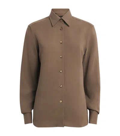 Brioni Silk Button-up Shirt In Brown