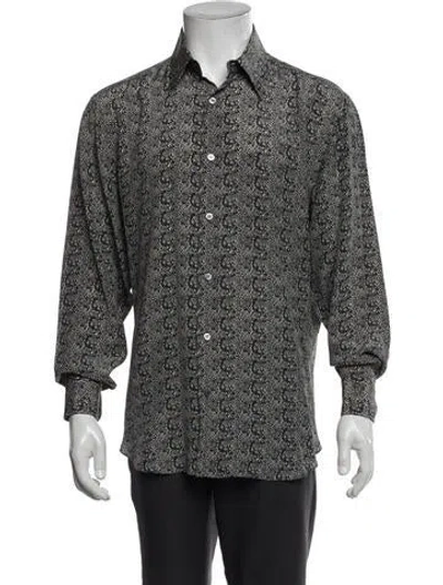 Pre-owned Brioni Silk Floral Print Shirt In Black